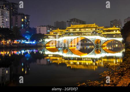 Nice Anshun Bridge Chengdu Stadt Sichuan Provinz China Stockfoto