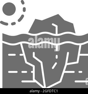 Globale Erwärmung, graues Symbol für Eisberg. Isoliert auf weißem Hintergrund Stock Vektor