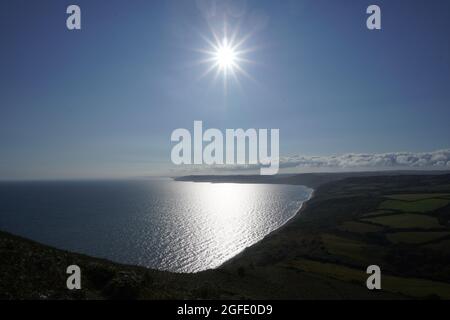 Blick auf den Pfad zum Golden Cap, Dorset, Großbritannien Stockfoto