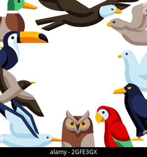 Hintergrund mit stilisierten Vögeln. Bild von Wildvögeln im einfachen Stil. Stock Vektor