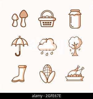 Herbst Icon Set Vektor mit drei Farben Design zusätzliche Bild kann Schicht für Ebene bearbeitet werden Stock Vektor