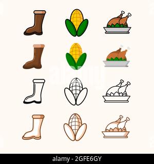 Autumn Icon Set Vektor mit anderen Stil zusätzliche Bild kann Ebene für Ebene bearbeitet werden Stock Vektor