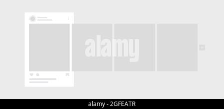 Interface Carousel Post Mockup-Vorlage. Social Network Karussell Beitrag mit Anzeigen Banner Design. Web-App-Seite Interface-Design. Stock Vektor