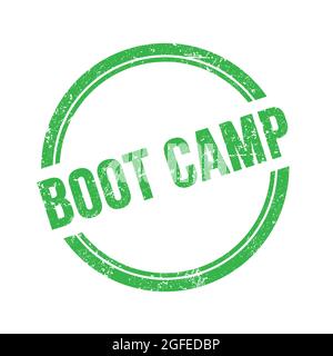 BOOT CAMP Text geschrieben auf grünem grungy vintage runden Stempel. Stockfoto