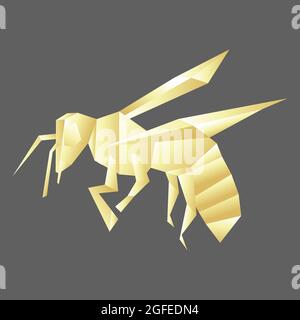 Polygonale Illustration von Bieneninsekten auf weißem Hintergrund. Geometrische lineare Biene Stock Vektor