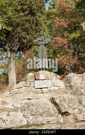 Statue des hl. Franziskus von Assisi, Montecasale, Toskana, Italien Stockfoto