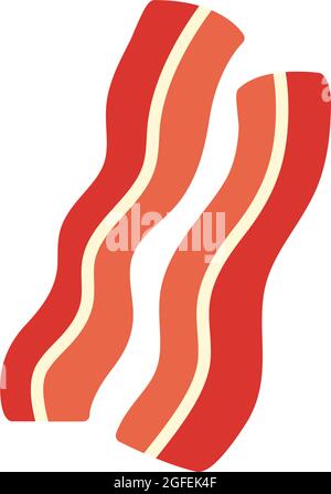 Symbol für Speckstreifen. Isoliertes, flaches Farbsymbol. Vektorgrafik. Fleischerzeugnisse. Lebensmittelzutaten Stock Vektor