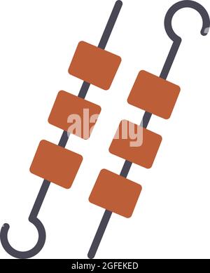 Symbol für Barbecue-grillspieße. Isoliertes, flaches Farbsymbol. Vektorgrafik. Fleischerzeugnisse. Lebensmittelzutaten Stock Vektor