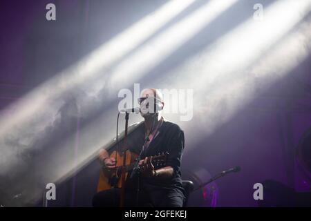 16. JULI 2021 - GENUA, ITALIEN: Die italienische Rockband Negrita spielt live in der Villa Serra in Genua, Italien, für das Goa-Boa Festival 2021 Stockfoto