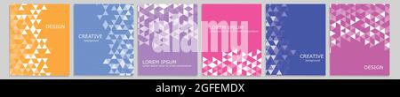 Satz von Vektor-Cover Notebook-Design. Abstract rainbow minimal Triangles Halbton Template Design für Notizbuch Papier, Copybook Broschüren, Buch Stock Vektor