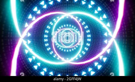 Leuchtendes Auge Geformt Neon Gekrümmte Linien Lichteffekt Abstrakter Hintergrund Stockfoto