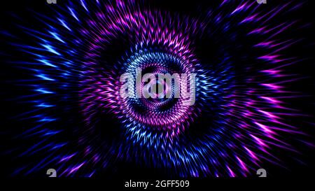Leuchtender Neonfarbe Rotierender Spiralrad-Form-Effekt-Hintergrund Stockfoto