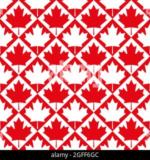 Rote und weiße Ahornblätter. Nahtloser Hintergrund für den Canada Day. Tapete, Geschenkpapier, Banner, Poster und Deckblatt-Vorlage Stock Vektor