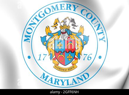 3D-Dichtung von Montgomery County (Maryland), USA. 3D-Darstellung. Stockfoto