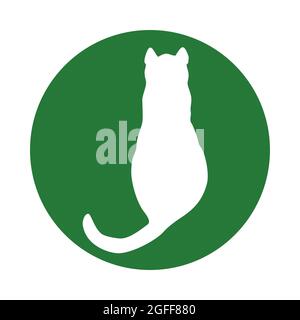 CAT-Logo. Hellweiße Silhouette isoliert vom Hintergrund. Katzentet in Linie Art. Stockfoto