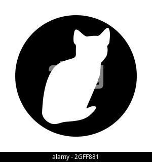 CAT-Logo. Hellweiße Silhouette isoliert vom Hintergrund. Katzentet in Linie Art. Stockfoto