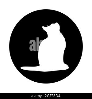 CAT-Logo. Hellweiße Silhouette isoliert vom Hintergrund. Katzentet in Linie Art. Stockfoto