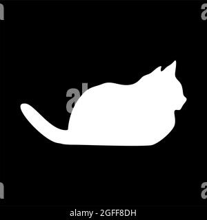 CAT-Logo. Hellweiße Silhouette isoliert vom Hintergrund. Katzentet in Linie Art. Stockfoto