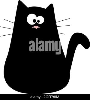 Cute cartoon black cat Logo. Kinder Abbildung mit Haustier. Schöne pet Stock Vektor