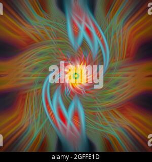 Fraktale digitale Malerei. Bunt, hell, mehrfarbig Muster, Ornament, Kaleidoskop. Stockfoto