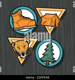 Patches für vier Symbole Stock Vektor