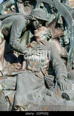 Kriegsdenkmal, Bricquebec, Manche Department, Cotentin, Normandie Region, Frankreich Stockfoto