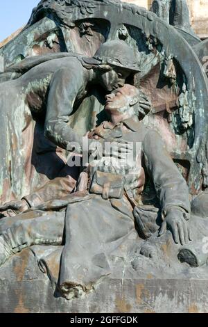 Kriegsdenkmal, Bricquebec, Manche Department, Cotentin, Normandie Region, Frankreich Stockfoto