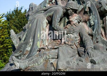 Kriegsdenkmal, Bricquebec, Manche Department, Cotentin, Normandie Region, Frankreich Stockfoto