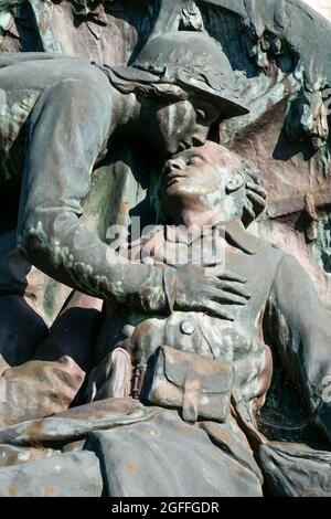 Kriegsdenkmal, Bricquebec, Manche Department, Cotentin, Normandie Region, Frankreich Stockfoto