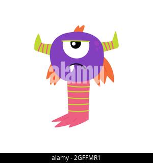 Cartoon pelzigen Monster auf weißem Hintergrund. Stock Vektor