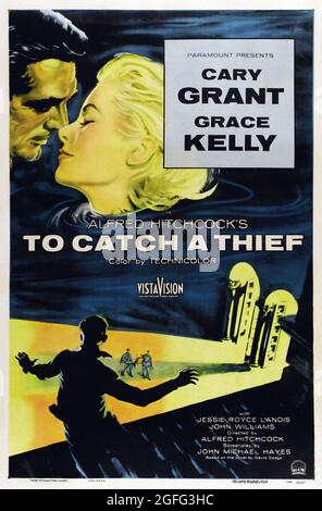 To Catch a Thief ist ein amerikanischer Romantikthriller von 1955 unter der Regie von Alfred Hitchcock. Mit Cary Grant und Grace Kelly. Stockfoto