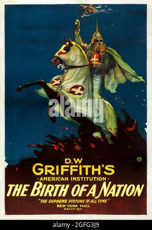 Filmposter (Remake 1921) The Birth of a Nation, ursprünglich The Clansman genannt, ist ein amerikanischer Stummfilm aus dem Jahr 1915 mit Lillian Gish. Stockfoto