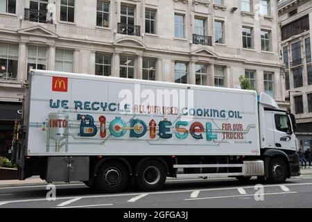 McDonalds Lieferfahrzeug, das Biodiesel verwendet, der aus Speiseöl recycelt wurde Stockfoto