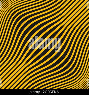 Abstraktes Muster mit gelben geschwungenen Linien. Digitales Bild mit psychedelisch gestreiften Bildern. Vektorgrafik. Ideal für Drucke, abstrakter Hintergrund Stock Vektor