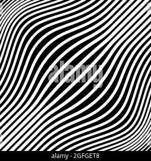 Abstraktes Muster mit schwarzen geschwungenen Linien. Digitales Bild mit psychedelisch gestreiften Bildern. Vektorgrafik. Ideal für Drucke, abstrakten Hintergrund, Vorlage Stock Vektor