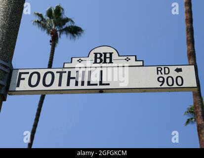 Beverly Hills, Kalifornien, USA 24. August 2021 EINE allgemeine Sicht auf die Atmosphäre der Foothill Road am 24. August 2021 in Beverly Hills, Kalifornien, USA. Foto von Barry King/Alamy Stockfoto Stockfoto