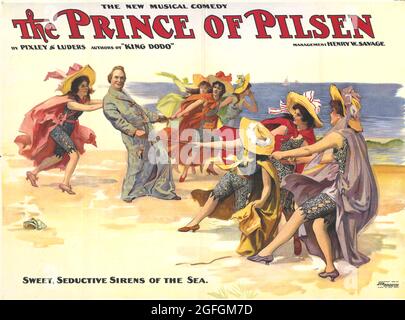 Klicken Sie auf Vintage American Musical Poster - 'der Prinz von Pilsen' Stockfoto