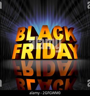 Black friday Feier Event Verkauf Banner-Zeichen als Text auf der Bühne als Danksagefeier November Feiertag weihnachtszeit Shopping Zeit für niedrige Preise. Stockfoto