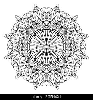 arabesque Mandala-Design der Silhouette floralen dekorativen Muster Zeichnung für muslimische Erwachsene Motiv Stock Vektor