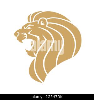 Logo Des Kopfes Mit Goldenem Löwen Stock Vektor
