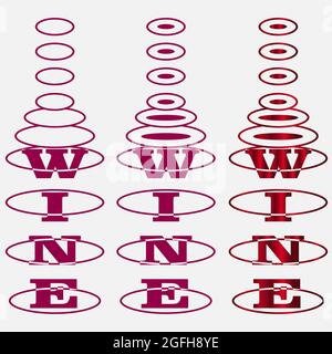 Heller und farbiger abstrakter Weinaufkleber oder Logo 1 Stock Vektor