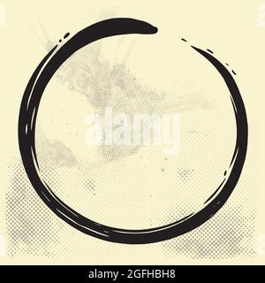 Enso Zen Circle Brush Vektor-Illustration auf altem Papier Stock Vektor