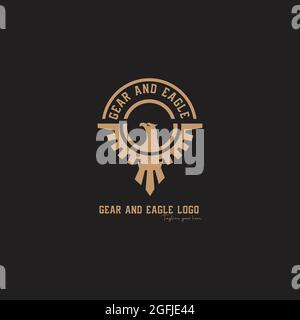 Getriebe und Adler Kreis Logo exklusive Design-Inspiration Stock Vektor