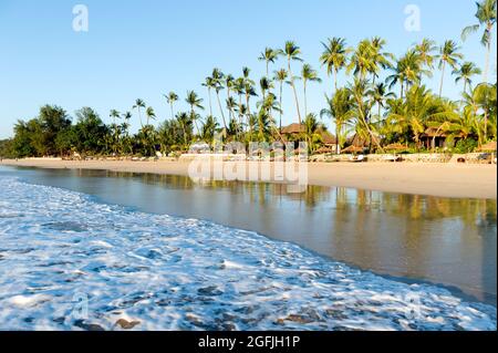 Myanmar. Ngapali. Arakan. Bengal Golfplatz. Der Strand ist von Kokospalmen gesäumt Stockfoto