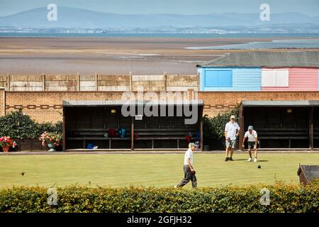 Fleetwood Lancashire Küstenstadt Marine Bowling Green am Strand Stockfoto