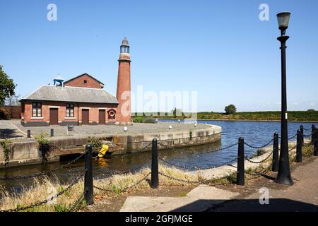 Whitby Lighthouse, Ellesmere Port am Manchester Ship Canal Ellesmere Port, Ingenieur George Robert Jebb war der Designer Stockfoto