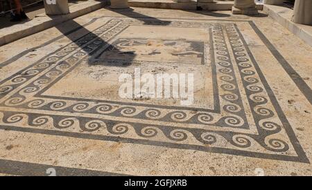 Das Haus mit dem Dionysos an der archäologischen Stätte in Delos, Griechenland Stockfoto