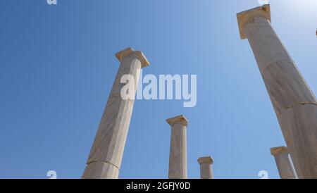 Das Haus mit dem Dionysos an der archäologischen Stätte in Delos, Griechenland Stockfoto