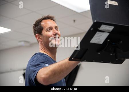 USA, Texas, Houston, 2020/12/03: Das Lyndon B. Johnson Space Center (JSC), das Zentrum der NASA für die menschliche Raumfahrt. Training von Astronaut Thomas Pesquet w Stockfoto