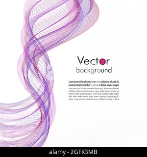 Fliegende rote, violette, rosa, blaue Wellen. Abstraktes Linienmuster. Verquickte Kurven. Transparenter Schleier. Weißer Hintergrund. Vektorbroschüre. EPS10 Stock Vektor